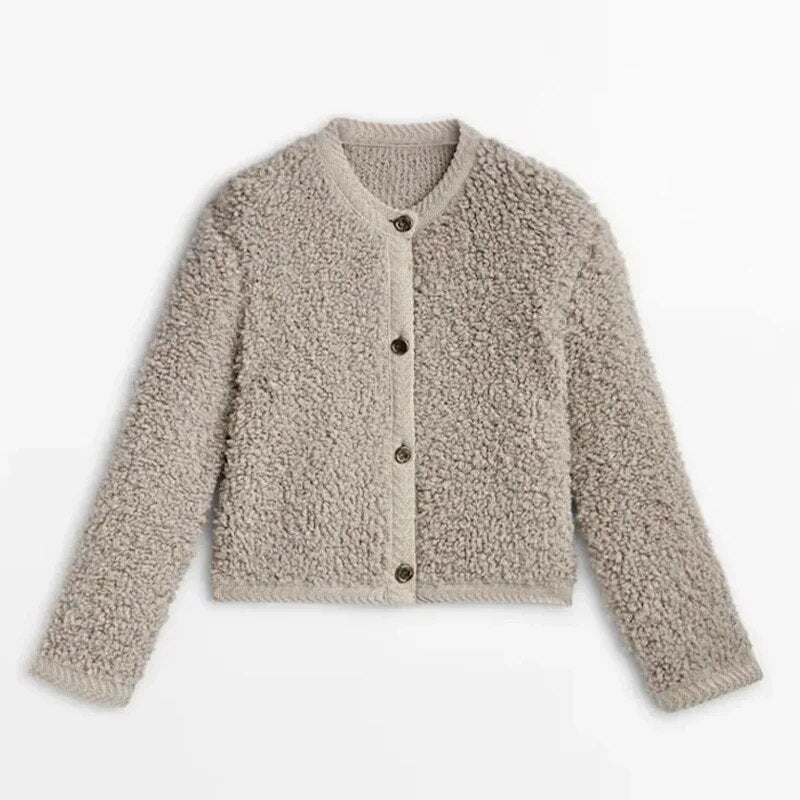 Dam Cardigan - Mjuk Bouclé - Avslappnad Passform - Knappar - Bekväm Lager-på-Lager