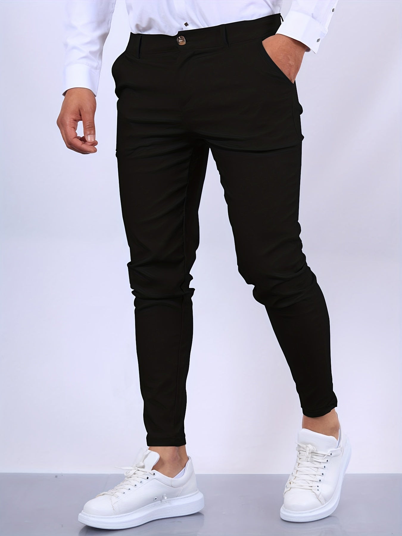 Herr Slim Fit Byxa - Skräddarsydd Look - Bekväm med Stretch - Mångsidig Användning