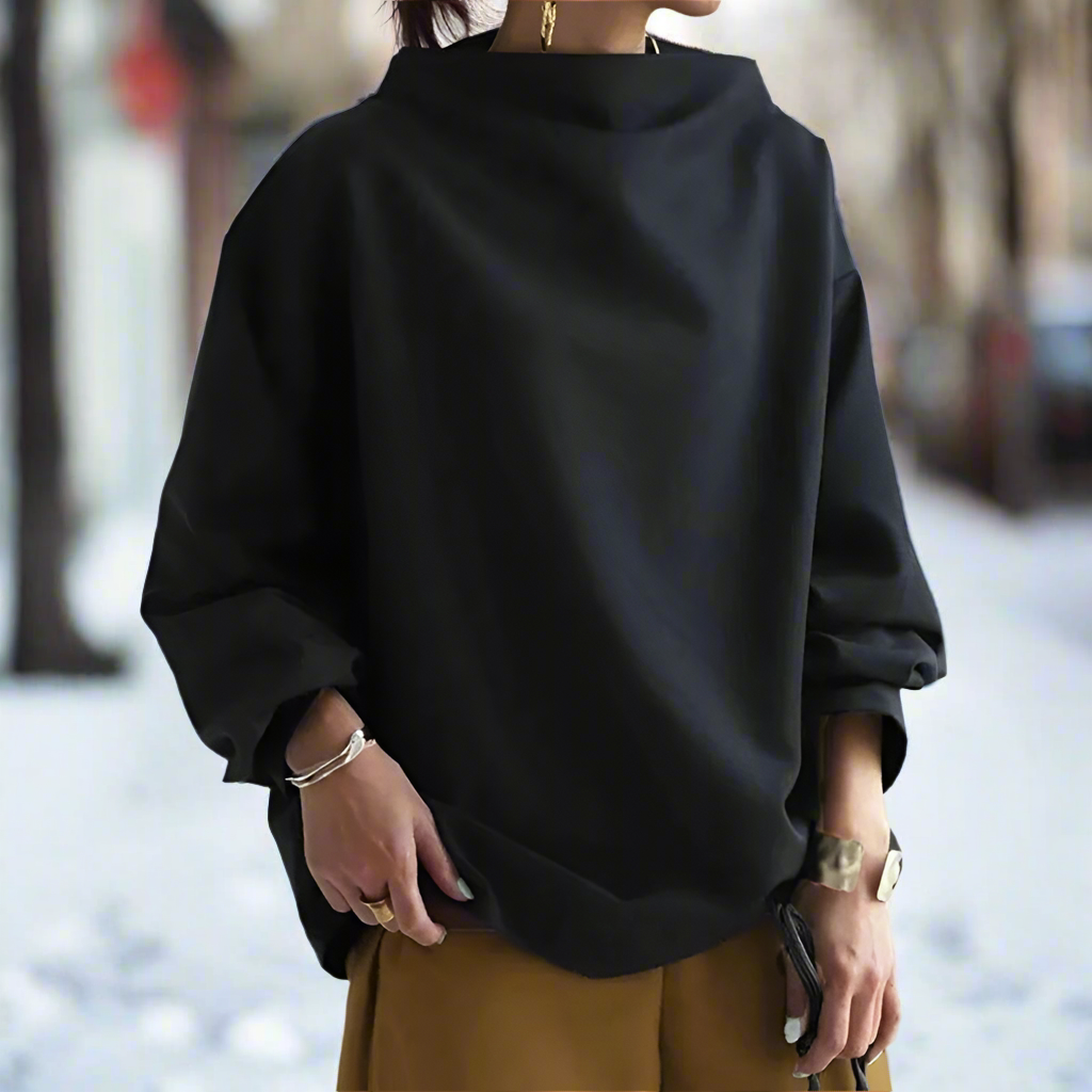 Damskjorta Oversized – Mjuk och Lätt – Båthals – Lösa Ärmar – Bekväm Passform