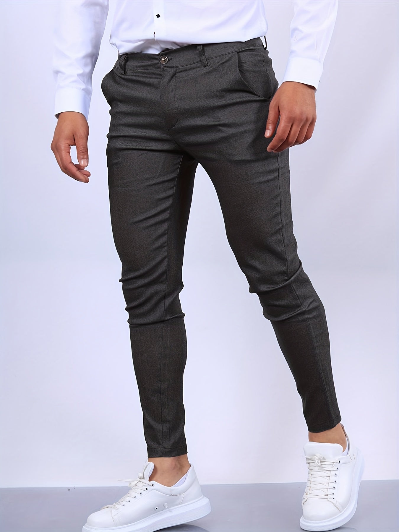 Herr Slim Fit Byxa - Skräddarsydd Look - Bekväm med Stretch - Mångsidig Användning
