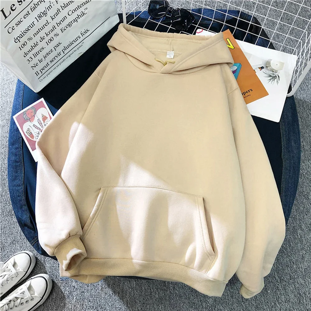 Dam Huvtröja – Fleece – Oversized Passform – Känguruficka – Ribbstickade Manschetter