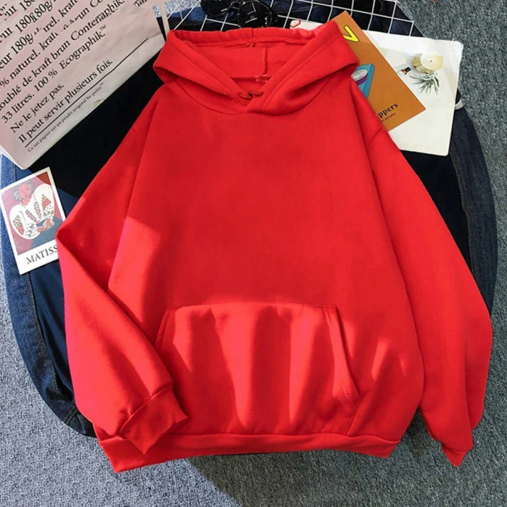 Dam Huvtröja – Fleece – Oversized Passform – Känguruficka – Ribbstickade Manschetter