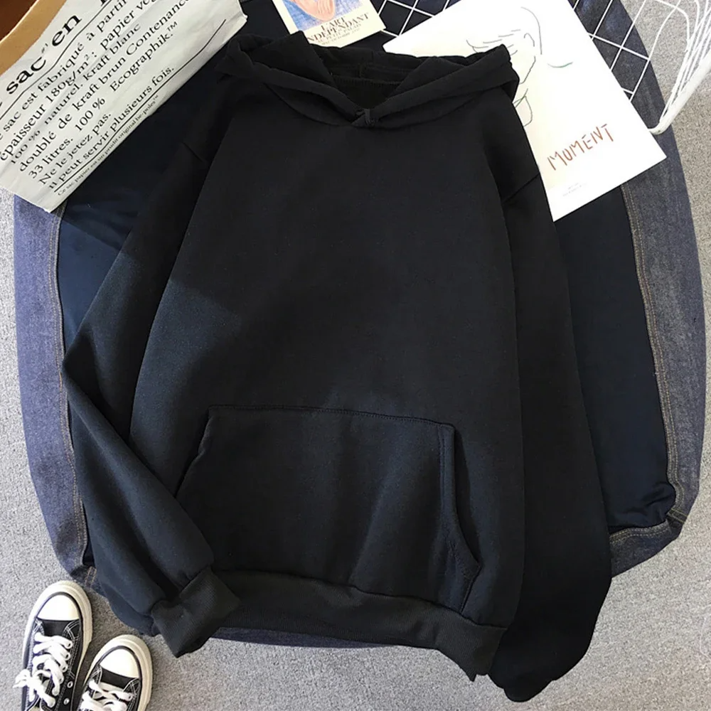 Dam Huvtröja – Fleece – Oversized Passform – Känguruficka – Ribbstickade Manschetter