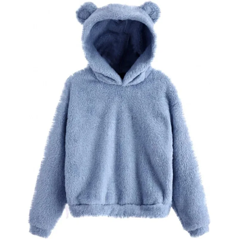 Dam Hoodie – Fleece Tyg – Avslappnad Passform – Långa Ärmar – Ördetaljer på Huvudbonad