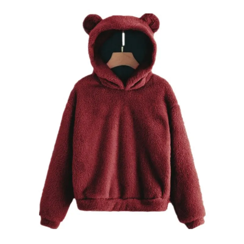 Dam Hoodie – Fleece Tyg – Avslappnad Passform – Långa Ärmar – Ördetaljer på Huvudbonad