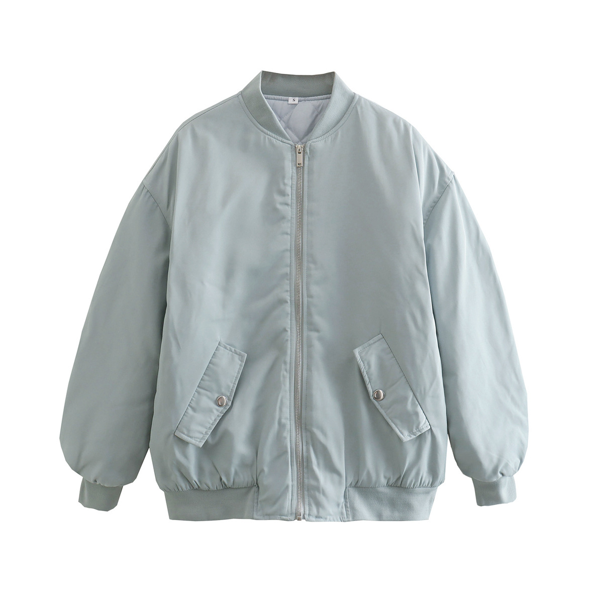 Dam Bomberjacka – Oversized Passform – Slät Textur – Dragkedja – Ribbad Kant