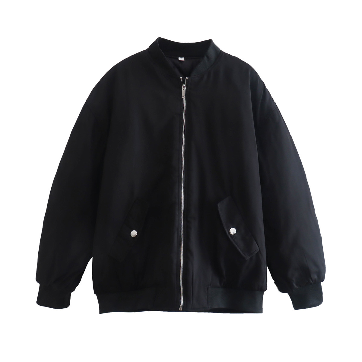Dam Bomberjacka – Oversized Passform – Slät Textur – Dragkedja – Ribbad Kant