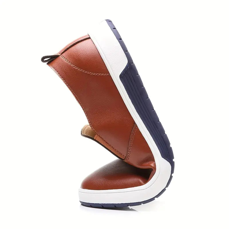 Herresko - Slip-on i Skinn - Komfortabel Gummisåle - Casual og Stilren