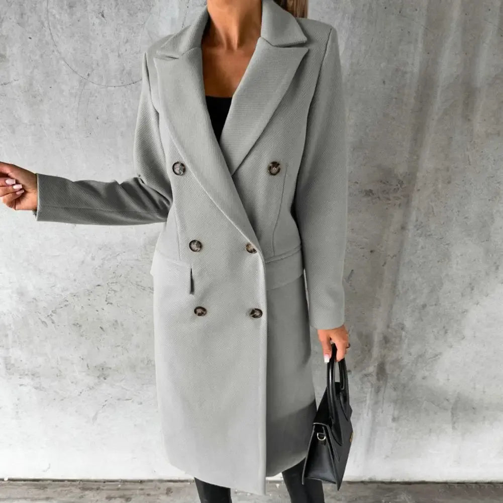 Dam Trenchcoat – Ull – Skräddarsydd Passform – Dubbelspränd – Knälång