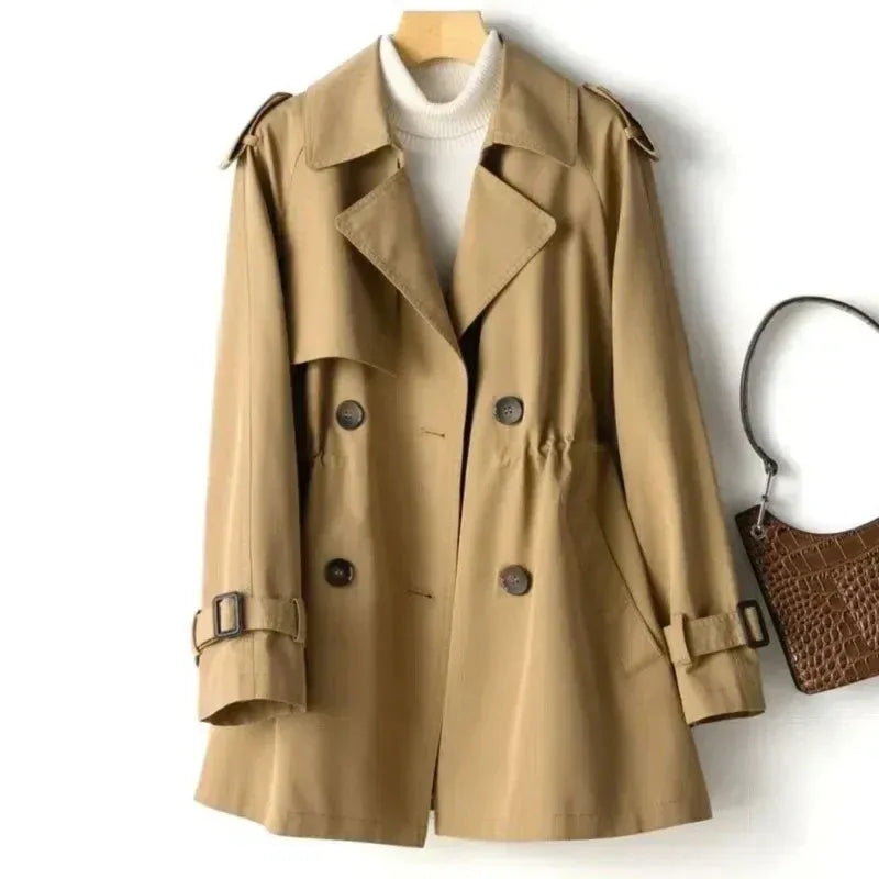 Damtrenchcoat – skräddarsydd passform – dubbelknäppt – bälteskanter – epåletter