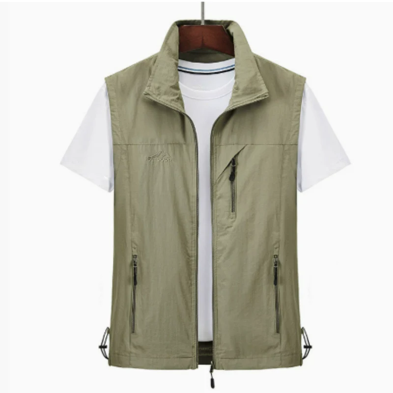 Herrväst – Regular Fit – Hög Krage – Dragkedja – Flera Fickor – Slitstark Outdoor
