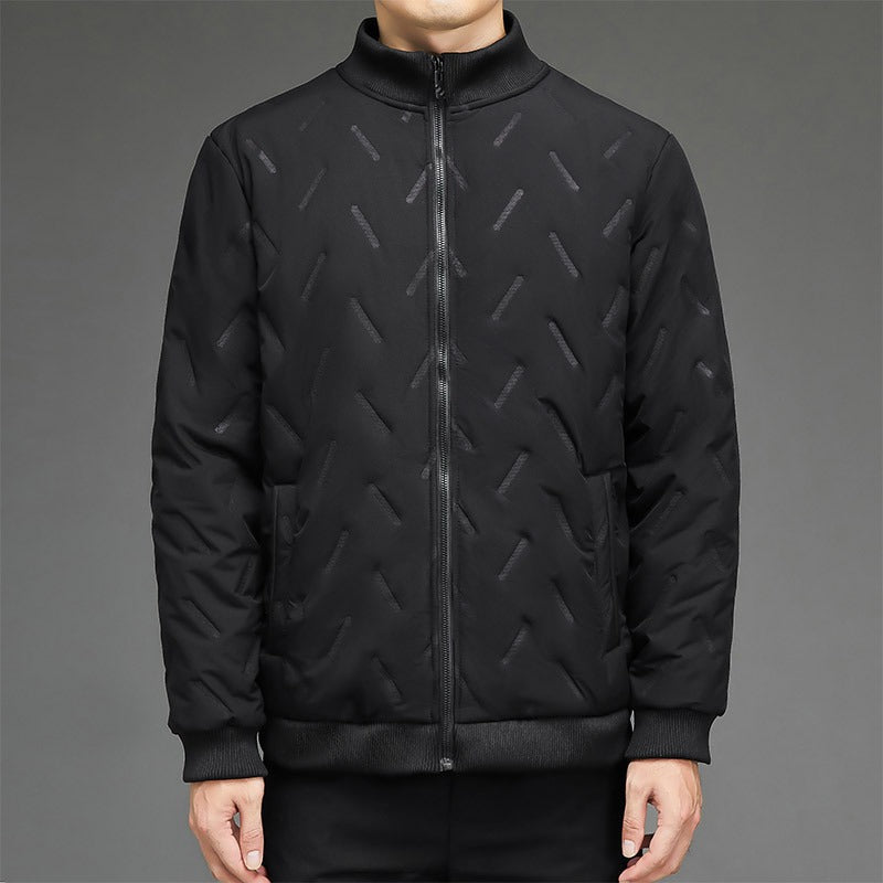 Herr Pufferjacka – Regular Fit – Dunfyllning – Ståkrage – Ribbstickad Kant