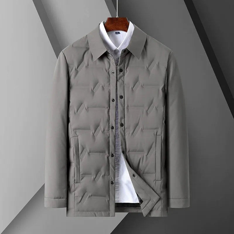 Herr dunjacka – Smal passform – Skjortkrage – Knappstängning – Vadderad design