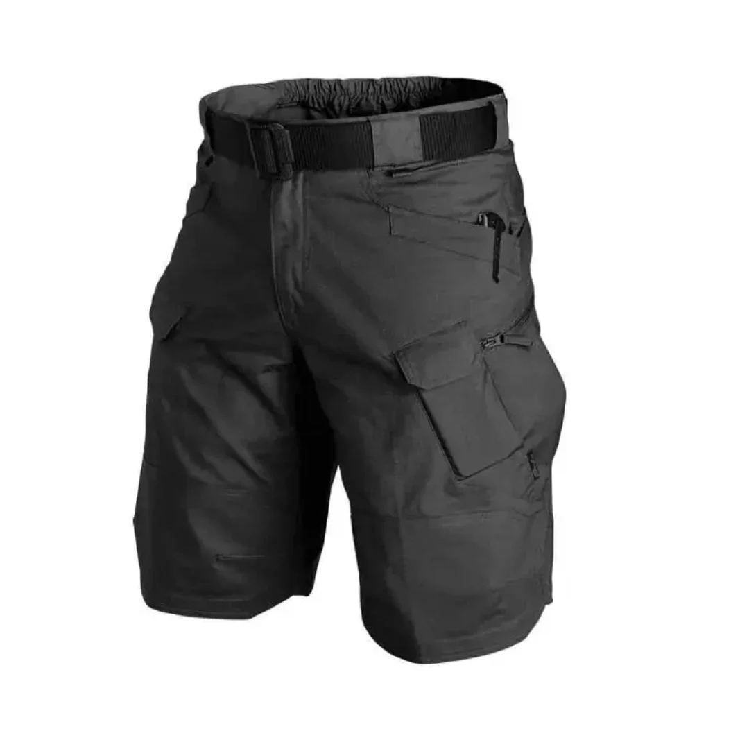 Herrshorts cargo – Avslappnad passform – Andningsbart tyg – 6 dragkedjefickor – Bälte inkluderat