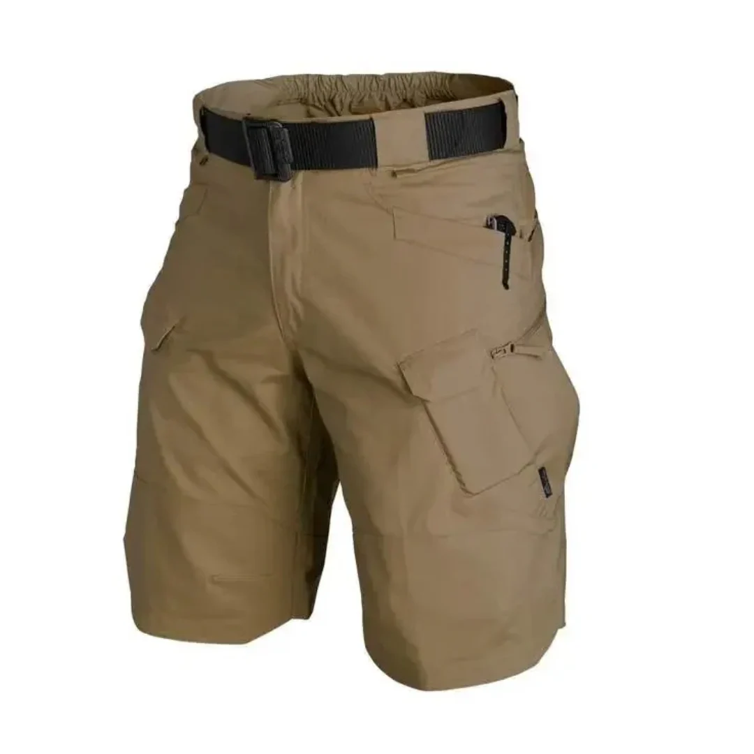 Herrshorts cargo – Avslappnad passform – Andningsbart tyg – 6 dragkedjefickor – Bälte inkluderat
