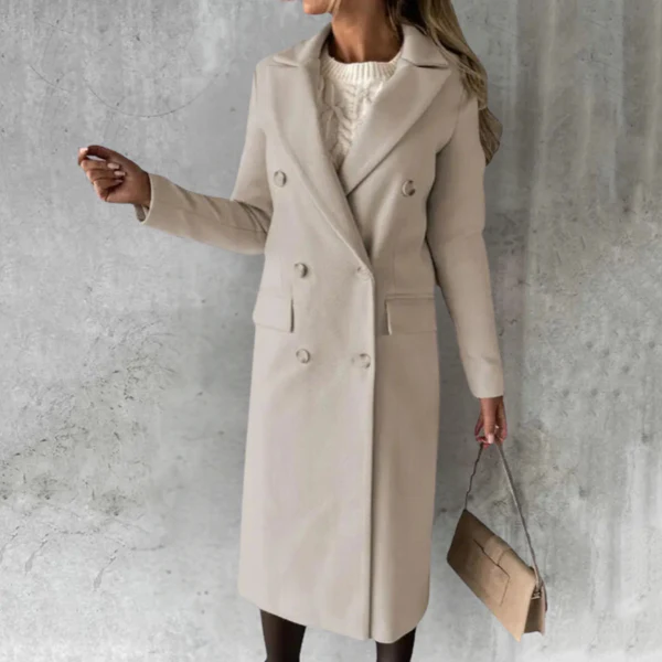 Dam Trenchcoat – Ull – Skräddarsydd Passform – Dubbelspränd – Knälång