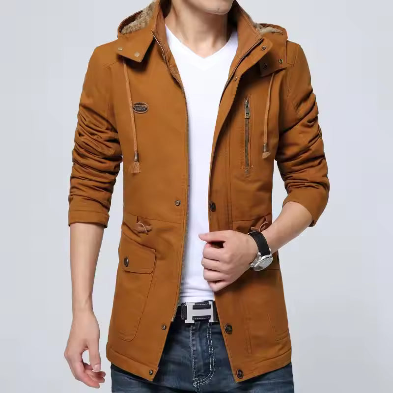 Herr Trenchcoat – Regular Fit – Huva – Vindtät – Dragkedja och Fickor