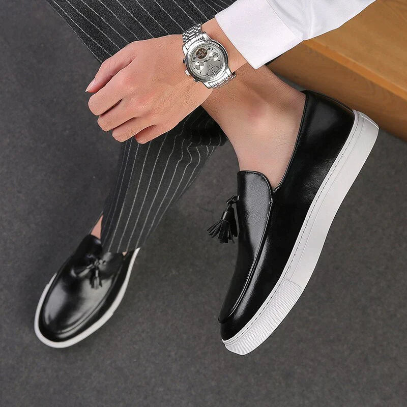 Herr Loafers - Skinn - Slip-On - Med Tofs - Elegant och Bekväm