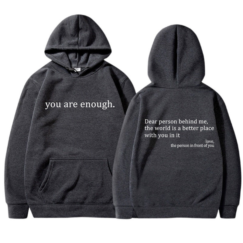 Herre Hoodie – Avslappet Passform – Cottonblanding – Snørehette – Print Foran og Bak