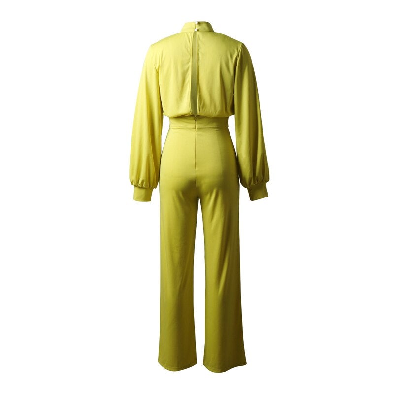 Dam Byxdress - Hög Hals - Vida Ben - Ballongärmar - Elegant Passform
