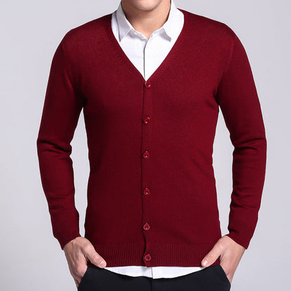 Herr Cardigan – V-hals – Slim Fit – Knäppning – Mjuk och Bekväm