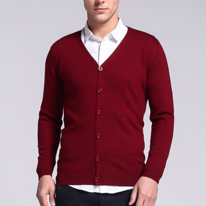 Herr Cardigan – V-hals – Slim Fit – Knäppning – Mjuk och Bekväm