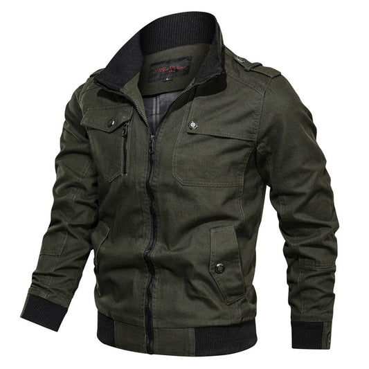 Herrjacka – Slim Fit – Ståkrage – Dragkedja – Ribbstickade Manschetter och Kant