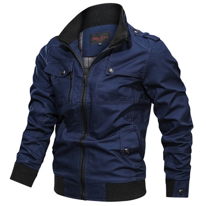 Herrjacka – Slim Fit – Ståkrage – Dragkedja – Ribbstickade Manschetter och Kant