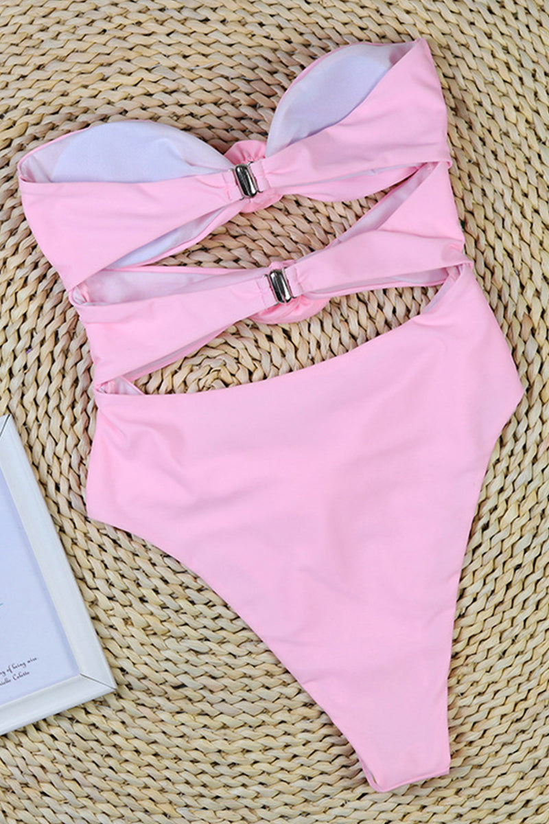 Dam baddräkt – Bandeau – Hög skärning – Blomdetaljer – Sidoutskärning
