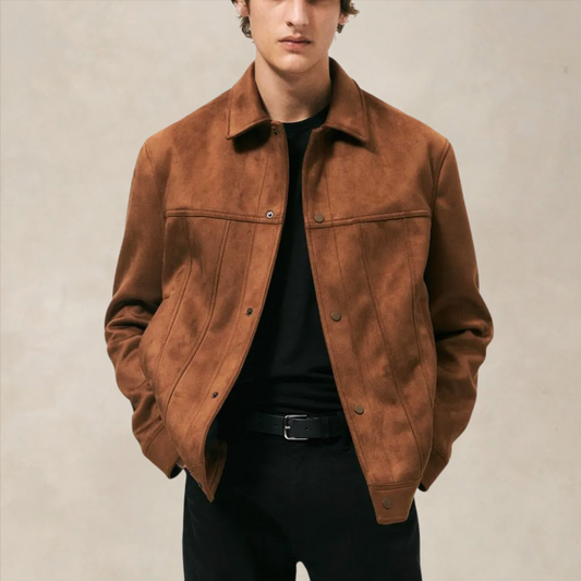 Herrjacka i mockaskinn – Regular fit – Knappfront – Klassisk design