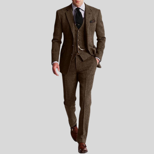 Herre Dress – 3-delt Ullblanding – Slim Fit – Jakke, Vest og Bukse