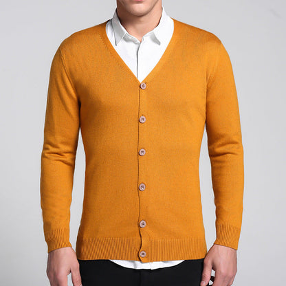 Herr Cardigan – V-hals – Slim Fit – Knäppning – Mjuk och Bekväm