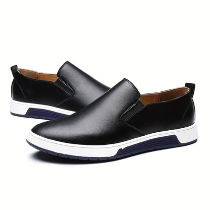 Herresko - Slip-on i Skinn - Komfortabel Gummisåle - Casual og Stilren