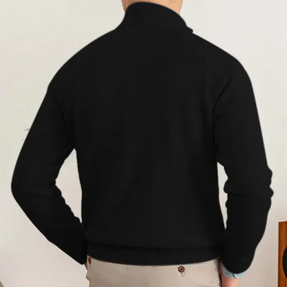 Herrtröja med dragkedja – 100% bomull – Normal passform – Ribbstickade kanter – Smart casual