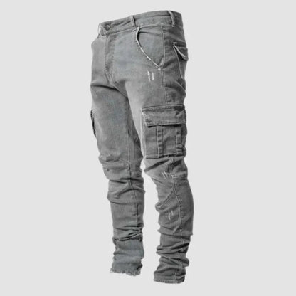 Slim-fit stretch denim cargo bukse for herre