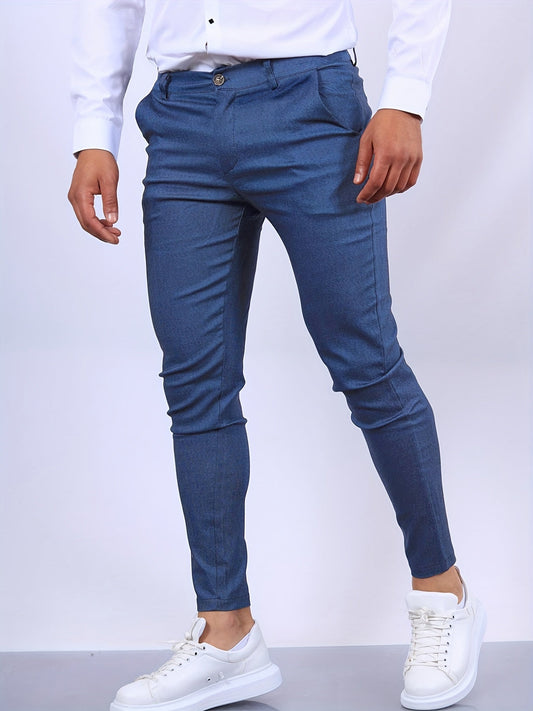 Herr Slim Fit Byxa - Skräddarsydd Look - Bekväm med Stretch - Mångsidig Användning