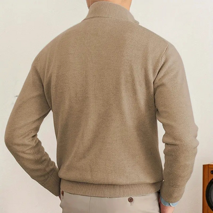 Herrtröja med dragkedja – 100% bomull – Normal passform – Ribbstickade kanter – Smart casual