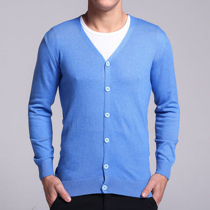 Herr Cardigan – V-hals – Slim Fit – Knäppning – Mjuk och Bekväm