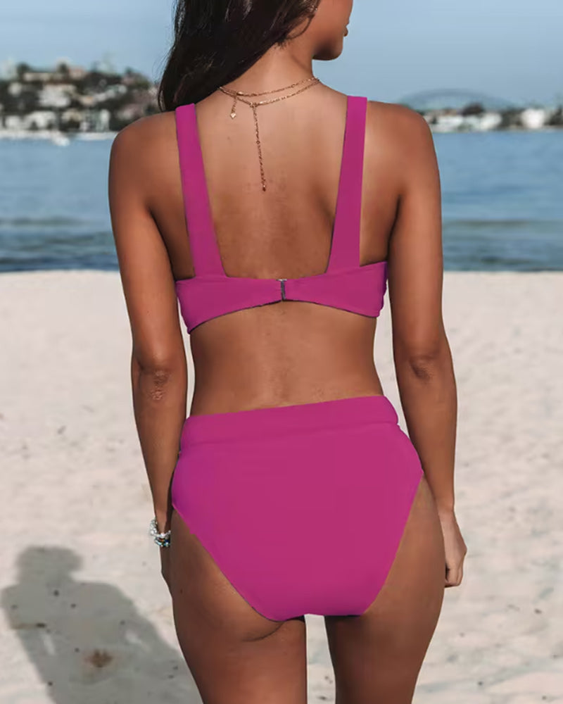 Dam Bikini Set – Hög Midja – Stödjande Topp – Andningsbart Stretchmaterial