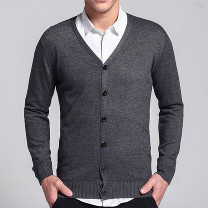 Herr Cardigan – V-hals – Slim Fit – Knäppning – Mjuk och Bekväm