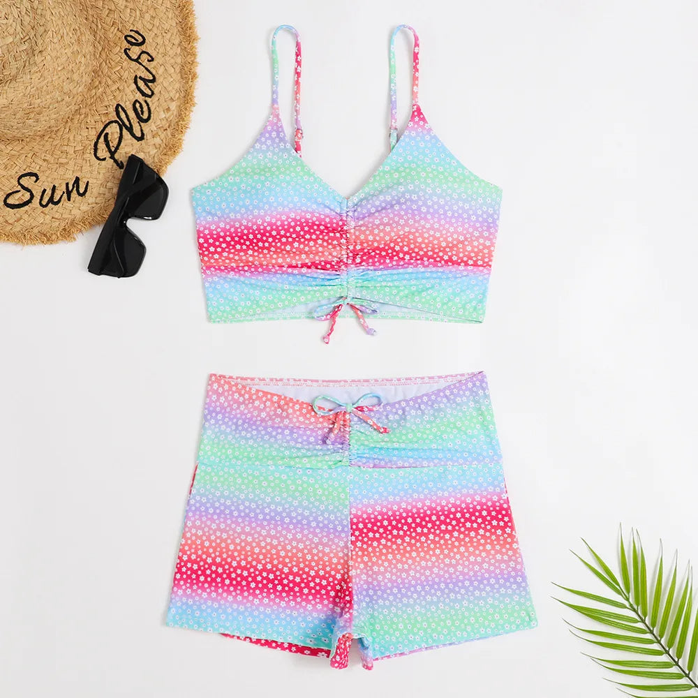 Dam Bikini Set – Hög Midja – Rynkad Bralette – Andningsbart Stretchmaterial