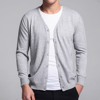 Herr Cardigan – V-hals – Slim Fit – Knäppning – Mjuk och Bekväm