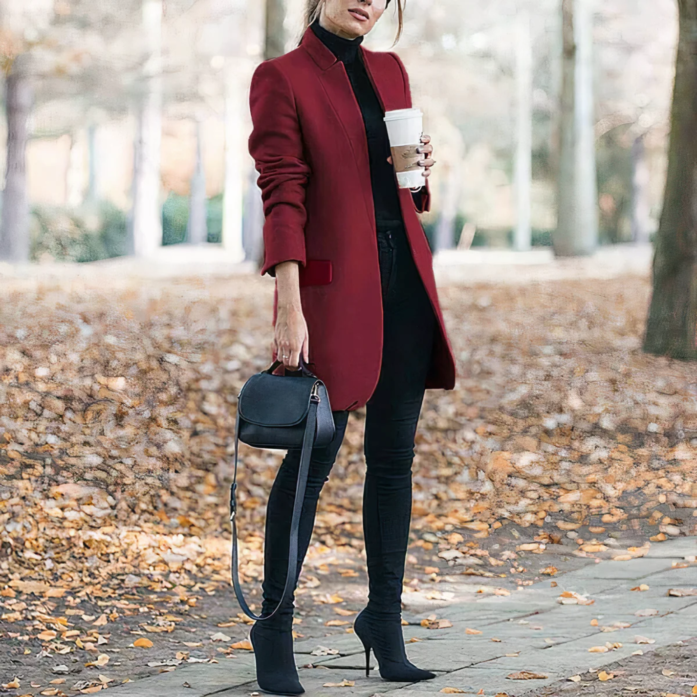 Damtrenchcoat – skräddarsydd passform – lyxigt tyg – full längd – formell stil