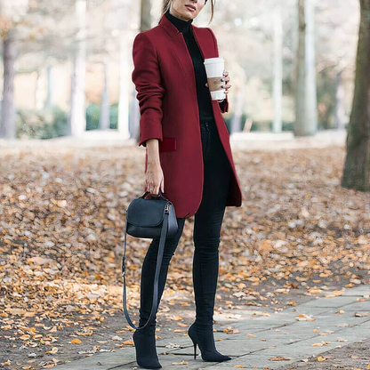Damtrenchcoat – skräddarsydd passform – lyxigt tyg – full längd – formell stil