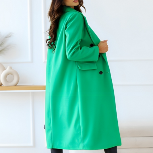 Dam Lång Kappa – Ullblandning – Oversized Passform – Dubbelsydd – Klassisk Snitt