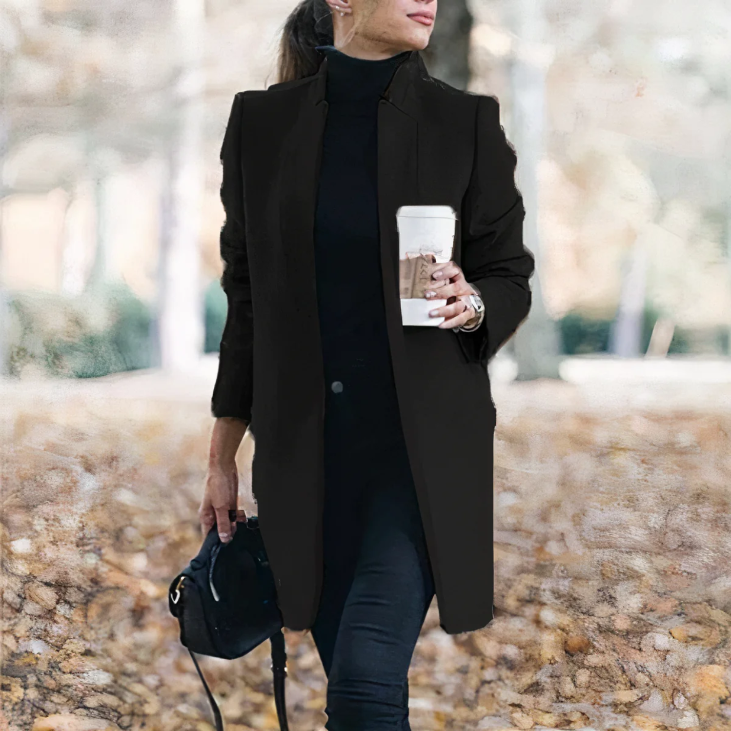 Damtrenchcoat – skräddarsydd passform – lyxigt tyg – full längd – formell stil