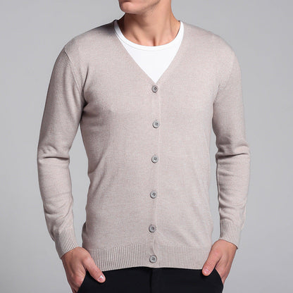Herr Cardigan – V-hals – Slim Fit – Knäppning – Mjuk och Bekväm