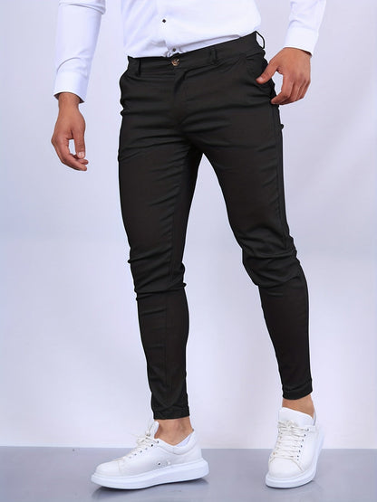 Herr Slim Fit Byxa - Skräddarsydd Look - Bekväm med Stretch - Mångsidig Användning