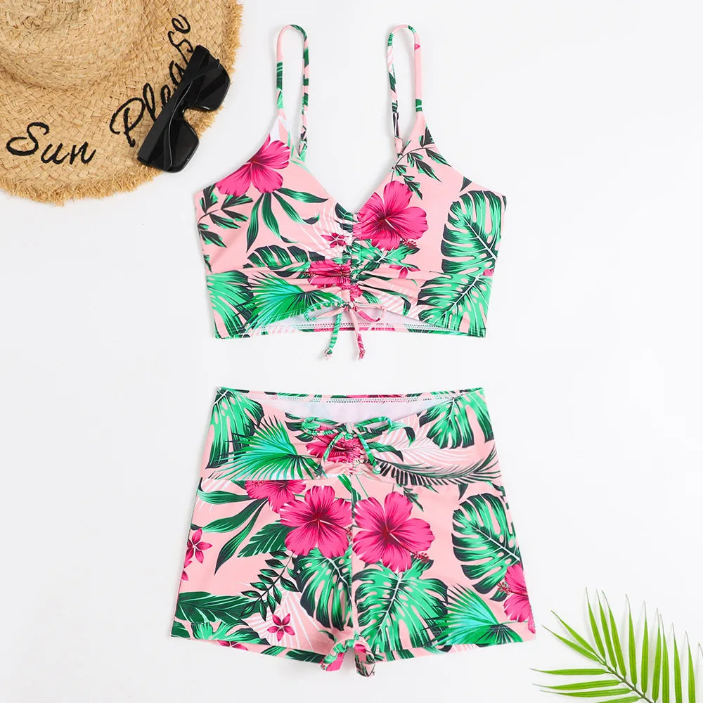 Dam Bikini Set – Hög Midja – Rynkad Bralette – Andningsbart Stretchmaterial