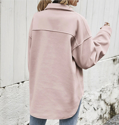 Damjacka – Oversized Passform – Stora Bröstfickor – Mjuk Textur